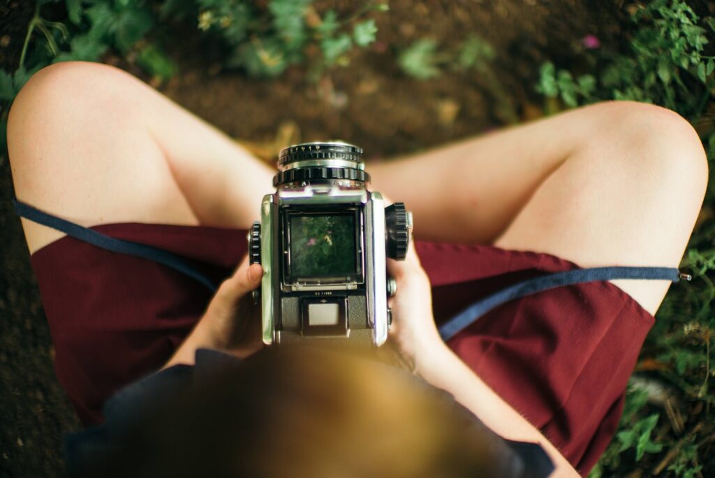 analog camera, camera, girl